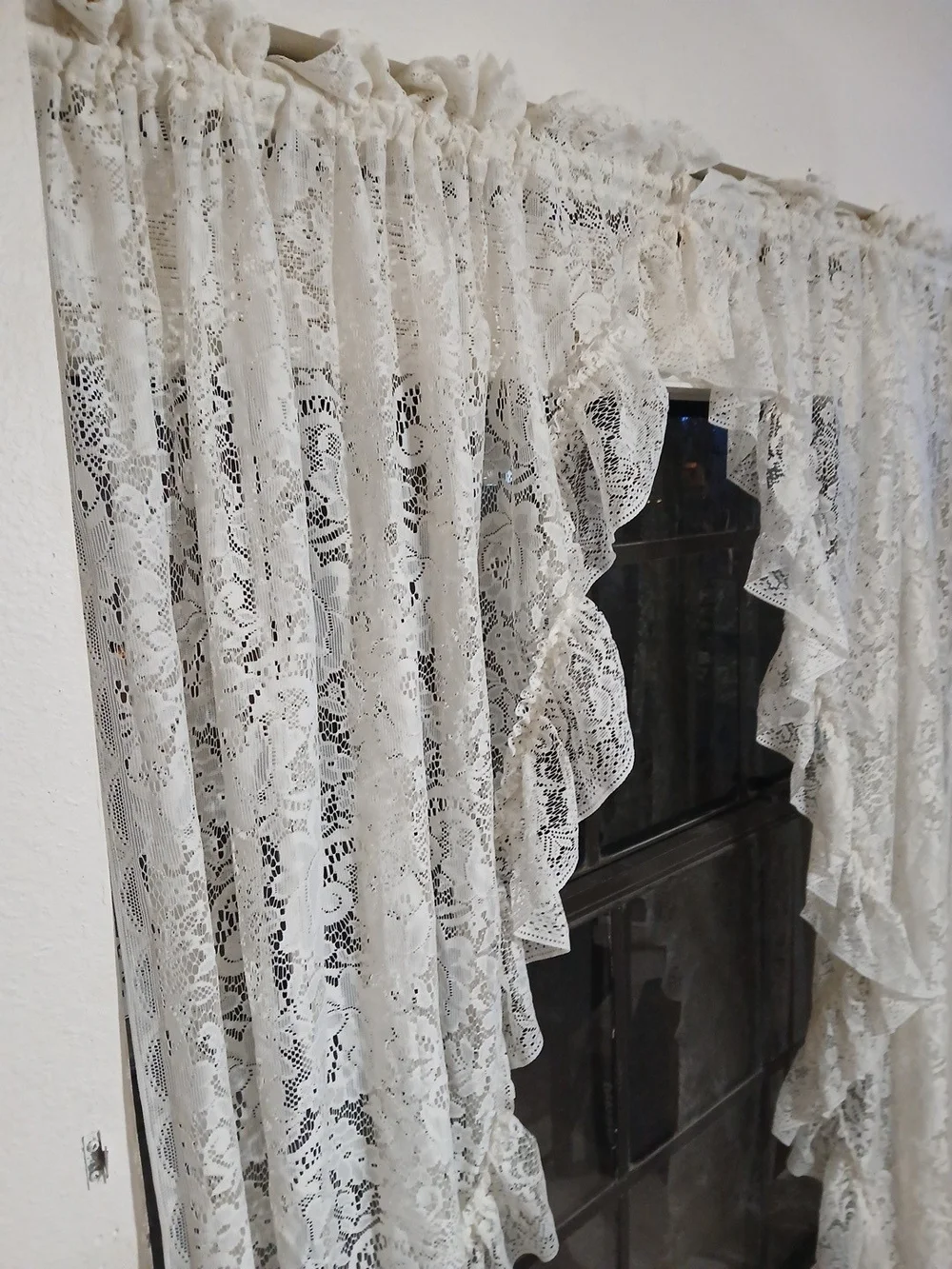 Vtg Pair Victorian Style Lace Curtain Panels White 84”x 94” JCPenney Cottagecore